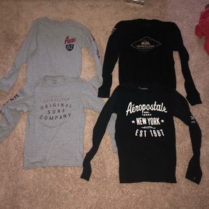 4 Long Sleeve T-Shirts Tee Aeropostale Quiksilver